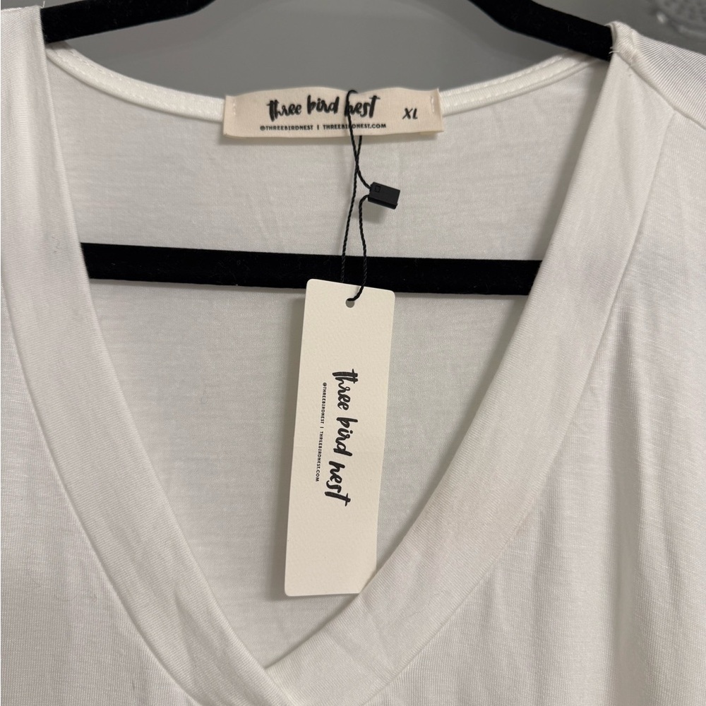 Three Bird Nest Classic White V-Neck Tee